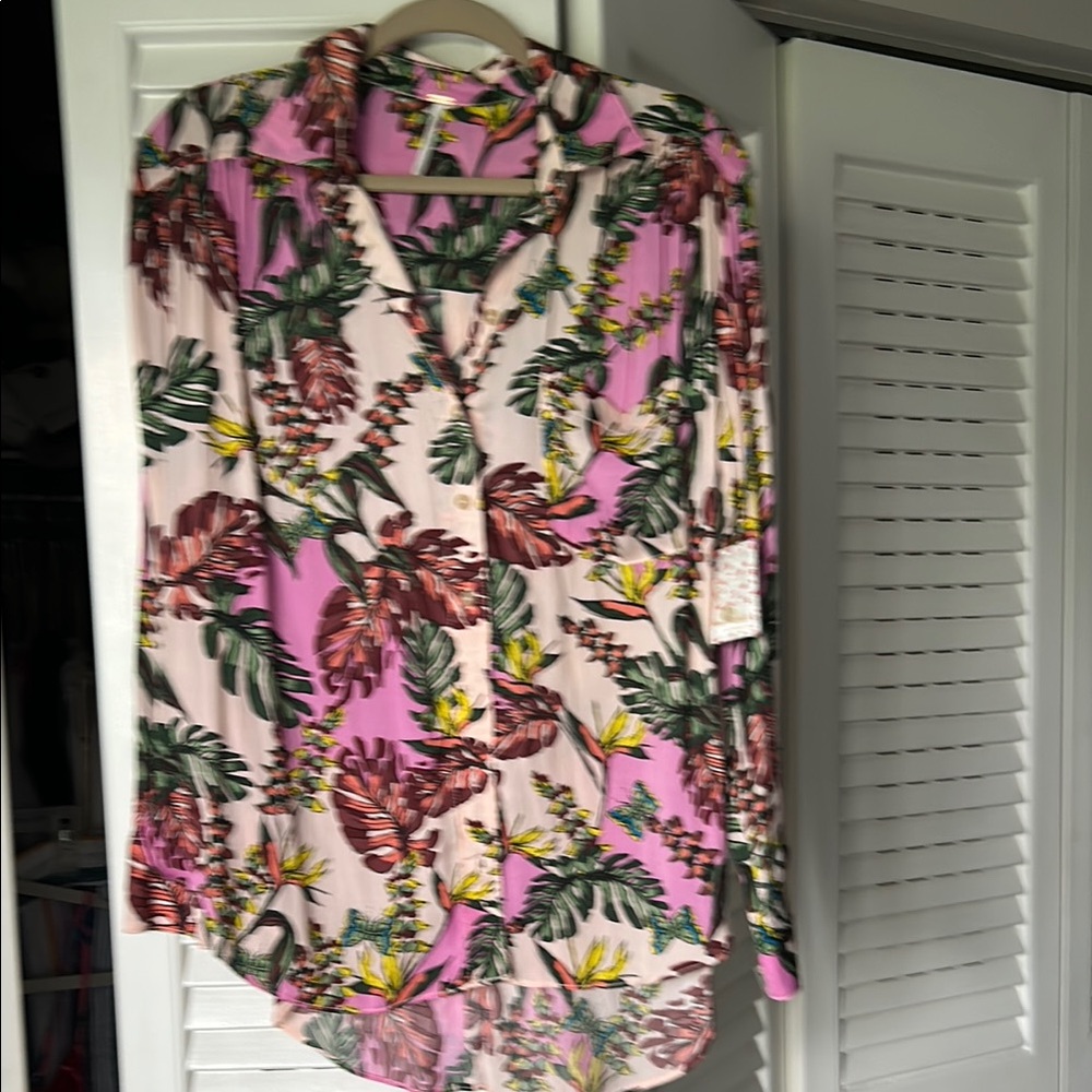 Tropical Floral Button-Up Shirt oversized